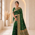 Elegant Bottle Green Banarasi Silk Woven Jacquard Designer Saree for Women