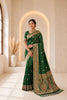 Elegant Bottle Green Banarasi Silk Woven Jacquard Designer Saree for Women