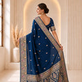 Royal Blue Banarasi Silk Woven Jacquard Designer Saree for Women