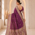 Stylish Purple Banarasi Silk Woven Jacquard Designer Saree for Women
