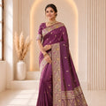 Stylish Purple Banarasi Silk Woven Jacquard Designer Saree for Women