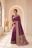 Stylish Purple Banarasi Silk Woven Jacquard Designer Saree for Women
