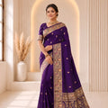 Premium Purple Banarasi Silk Woven Jacquard Designer Saree for Women
