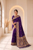 Premium Purple Banarasi Silk Woven Jacquard Designer Saree for Women