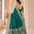 Vibrant Teal Green Banarasi Silk Woven Jacquard Designer Saree for Women
