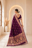 Lovely Wine Banarasi Silk Woven Jacquard Designer Saree for Women