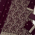 Lovely Purple Georgette Straight Salwar Suit  Embroidery Work for Women