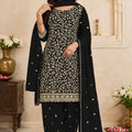 Premium Black Georgette Straight Salwar Suit Embroidery Work for Women