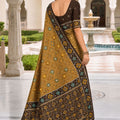 Stylish Mustard Brown Patola Silk Woven Meenakari Jacquard Saree for Women