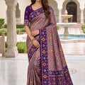 Stunning Purple Patola Silk Woven Meenakari Jacquard Designer Saree for Women