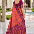 Gorgeous Rust Orange Patola Silk Woven Meenakari Jacquard Designer Saree for Women