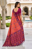 Gorgeous Rust Orange Patola Silk Woven Meenakari Jacquard Designer Saree for Women
