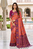 Gorgeous Rust Orange Patola Silk Woven Meenakari Jacquard Designer Saree for Women