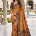 Vibrant Brown Patola Silk Woven Meenakari Jacquard Saree for Women