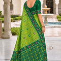 Graceful Lime Green Patola Silk Woven Meenakari Jacquard Designer Saree for Women