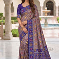 Beautiful Mauve Patola Silk Woven Meenakari Jacquard Saree for Women
