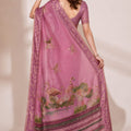 Gorgeous Pink Kanjivaram Woven Designer Printed Saree
