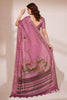 Gorgeous Pink Kanjivaram Woven Designer Printed Saree