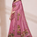 Gorgeous Pink Kanjivaram Woven Designer Printed Saree