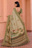 Stylish Beige Kanjivaram Woven Designer Printed Saree