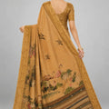 Premium Mustard Yellow Kanjivaram Woven Designer Printed Saree