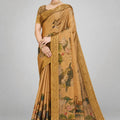 Premium Mustard Yellow Kanjivaram Woven Designer Printed Saree