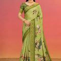 Graceful Pista Green Kanjivaram Woven Designer Printed Saree