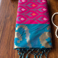 Vibrant Rani Pink Soft Silk Woven Printed Saree with Woven Border