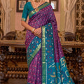 Stylish Purple Soft Silk Woven Printed Designer Saree with Woven Border