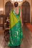 Vibrant Lime Green Soft Silk Woven Printed Saree Green Woven Border