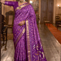 Gorgeous Purple Soft Silk Woven Printed Saree Woven Border