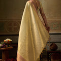 Premium Cream Kanchivaram Silk Woven Jari Saree