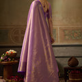 Stylish Lavender Kanchivaram Silk Woven Jari Designer Saree