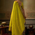 Stunning Yellow Kanchivaram Silk Woven Jari Designer Saree
