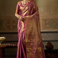 Royal Wine Kanchivaram Silk Woven Jari Saree Golden Jari Border