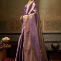 Premium Lavender Purple Kanchivaram Silk Woven Jari Designer Saree