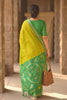 Vibrant Yellow Green Soft Silk Woven Border Designer Printed Saree