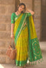 Vibrant Yellow Green Soft Silk Woven Border Designer Printed Saree