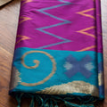 Stylish Purple Soft Silk Woven Border Designer Printed Saree