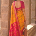 Vibrant Orange Soft Silk Woven Border Designer Printed Saree