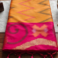 Vibrant Orange Soft Silk Woven Border Designer Printed Saree