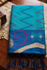 Grateful Teal Blue Soft Silk Woven Border Designer Printed Saree