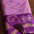 Elegant Lavender Soft Silk Woven Border Designer Printed Saree