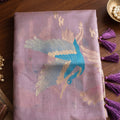 Stylish Lavender Linen Cotton Woven Designer Saree