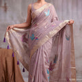 Stylish Lavender Linen Cotton Woven Designer Saree