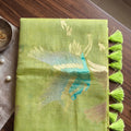 Graceful Pista Green Linen Cotton Woven Designer Saree