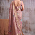 Elegant Pink Linen Cotton Woven Designer Saree