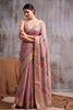 Elegant Pink Linen Cotton Woven Designer Saree