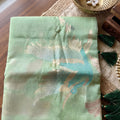 Grateful Sage Green Linen Cotton Woven Designer Saree