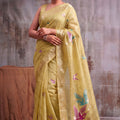 Premium Yellow Linen Cotton Woven Designer Saree